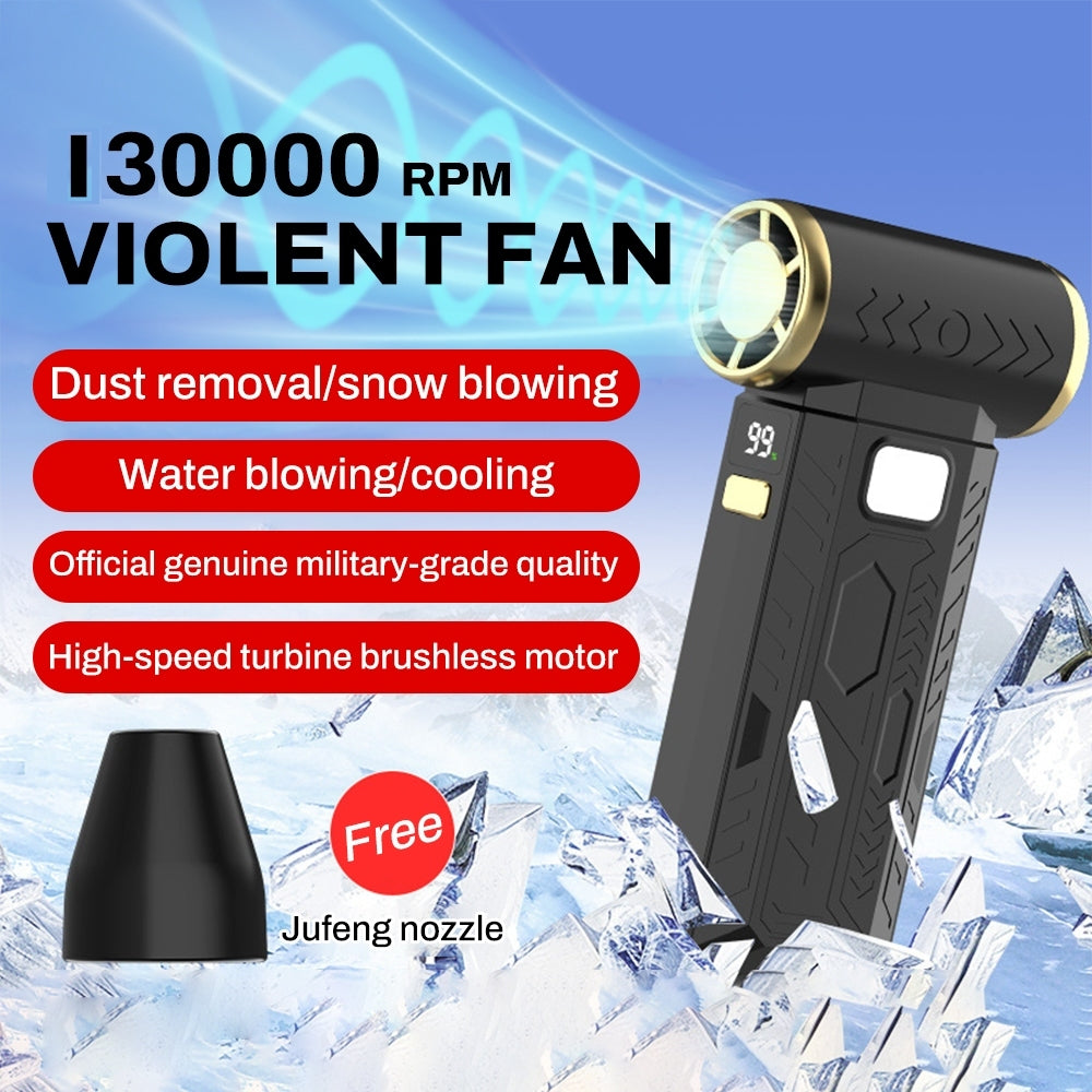 FUKUROU 130000RPM Super Turbo Violent Blower Fan Rechargeable Strong Wind 8000mAh Fast Charging