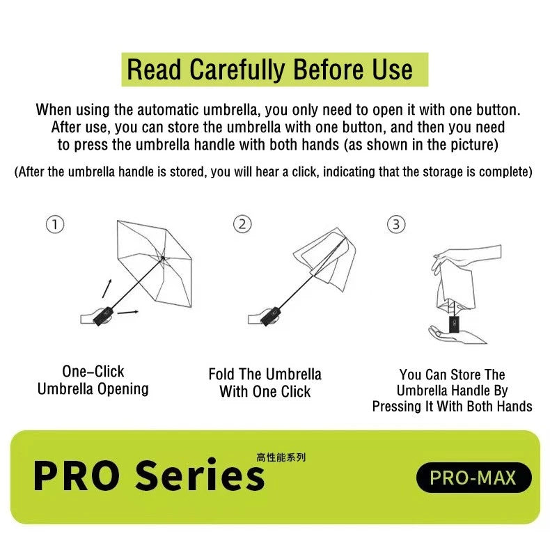 FUKUROU Automatic Folding Umbrella Auto Open UV 10 Rib Bone Umbrella Travel & Windproof Payung Lipat Hujan 10骨 折叠 雨伞