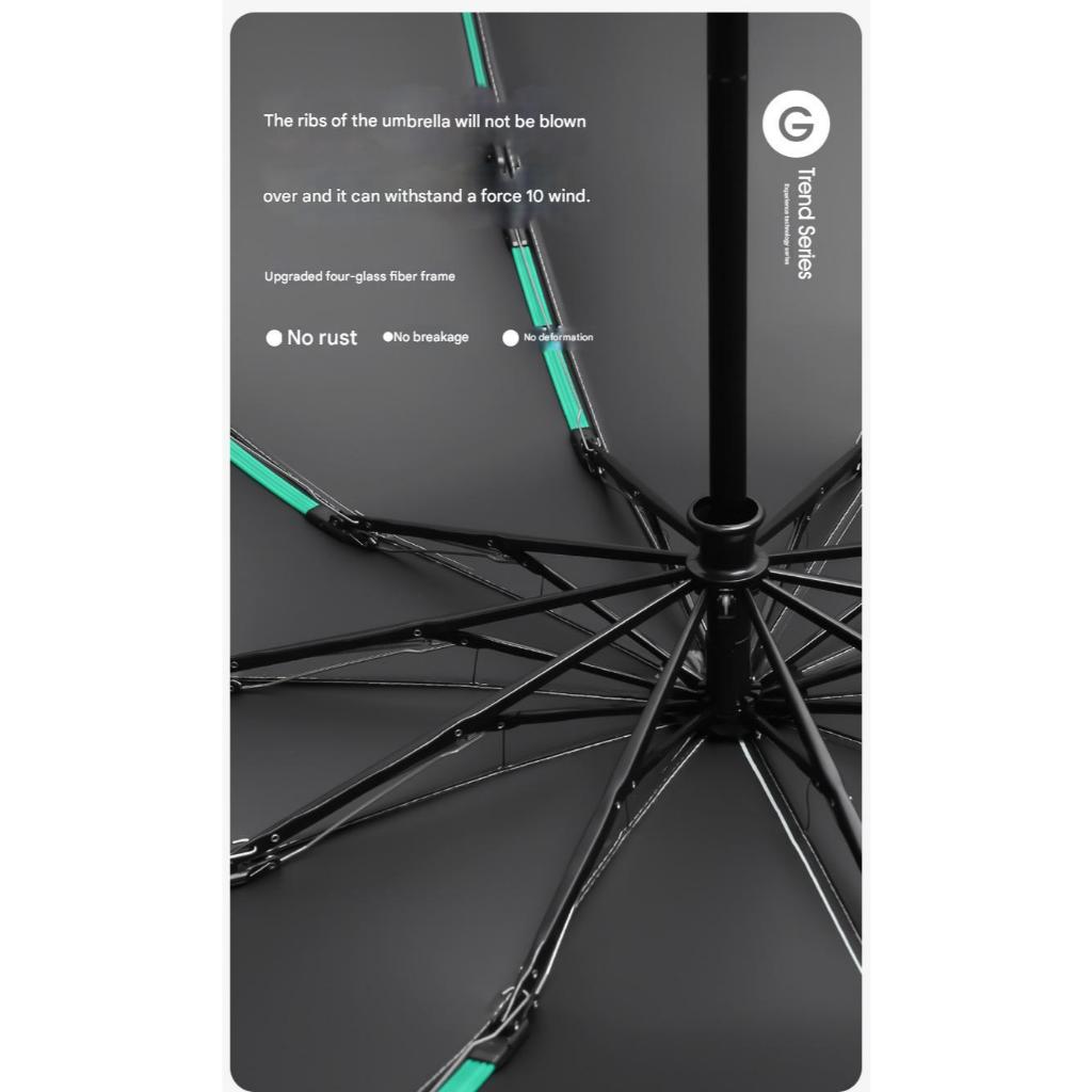 FUKUROU Automatic Folding Umbrella Auto Open UV 10 Rib Bone Umbrella Travel & Windproof Payung Lipat Hujan 10骨 折叠 雨伞