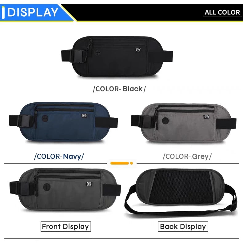 Waterproof Travel Waist Bag Adjustable RFID Blocking Passport Holder Wallet Earphone Hole Anti theft pouch beg 护照包