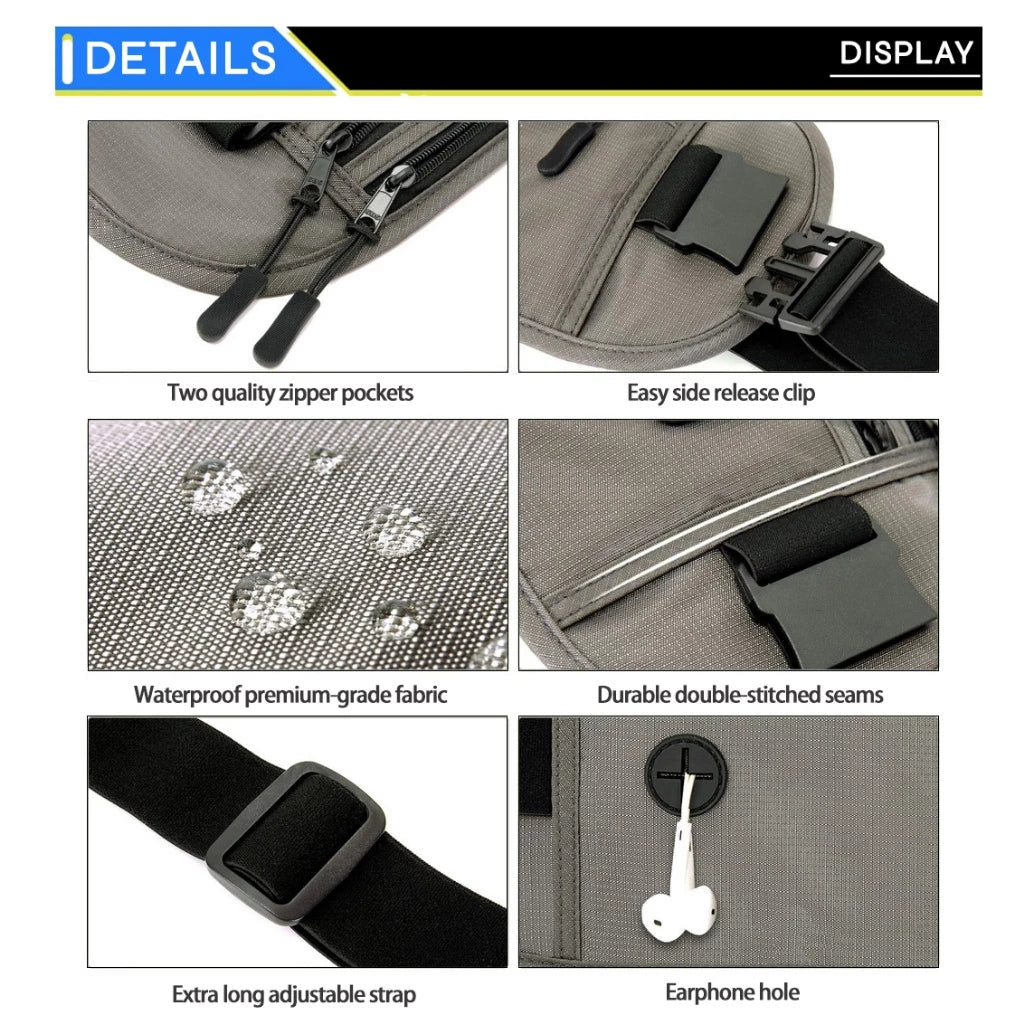 Waterproof Travel Waist Bag Adjustable RFID Blocking Passport Holder Wallet Earphone Hole Anti theft pouch beg 护照包