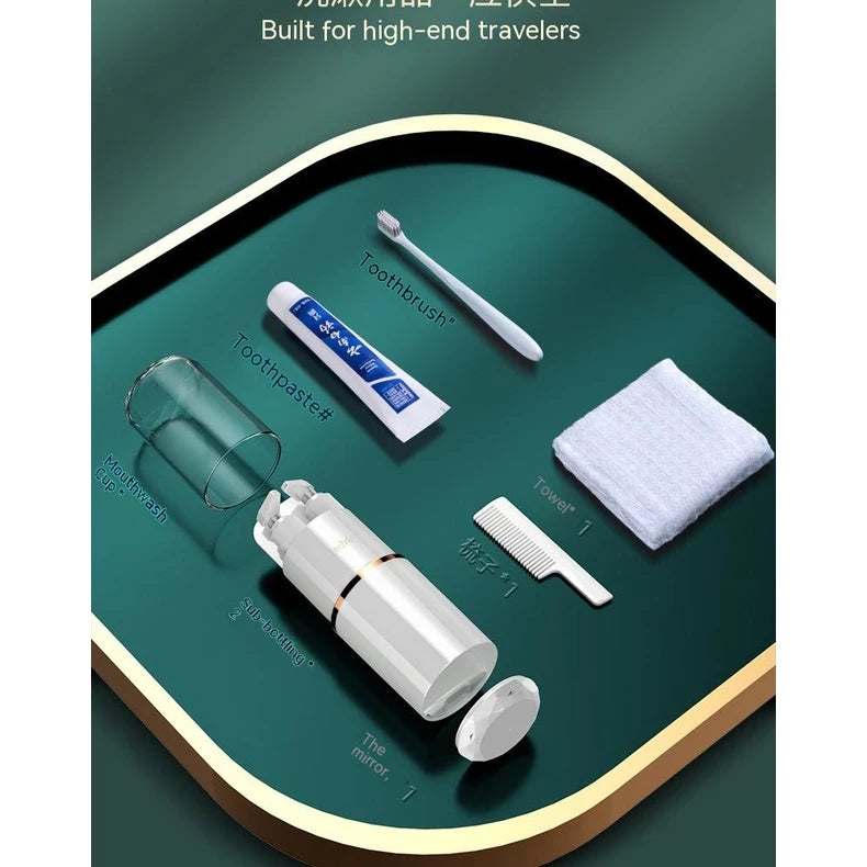 FUKUROU 8in1 Toiletries Travel Kit Wash Cup Bekas Berus Gigi Toothbrush Set Toothpaste Holder Soap Dispenser
