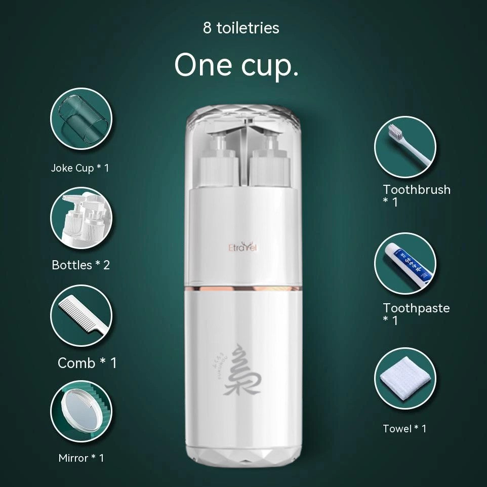 FUKUROU 8in1 Toiletries Travel Kit Wash Cup Bekas Berus Gigi Toothbrush Set Toothpaste Holder Soap Dispenser