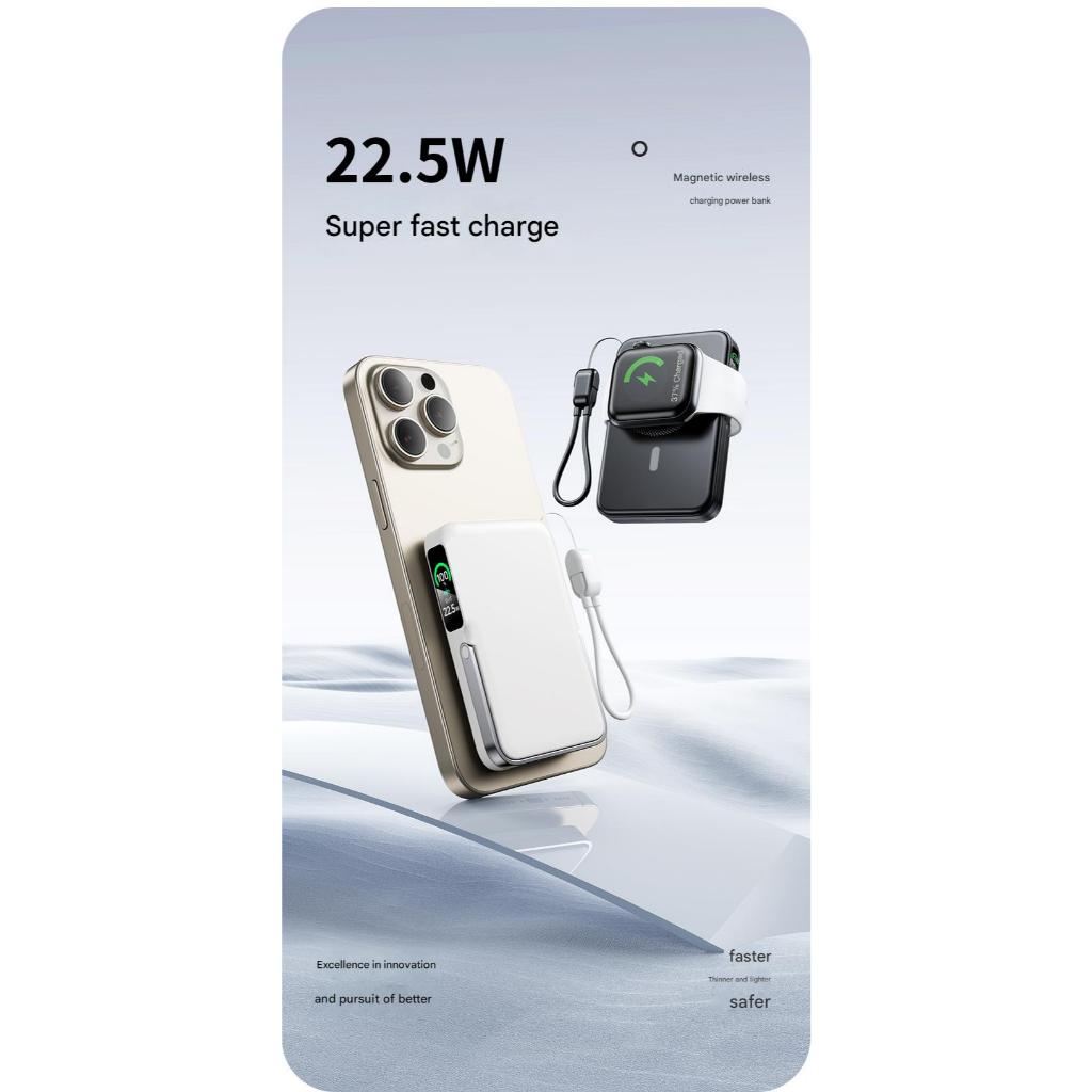 FUKUROU CCC Certification 10000MAH Magnetic Power Bank 22.5W Wireless Fast Charging With Stand Cable