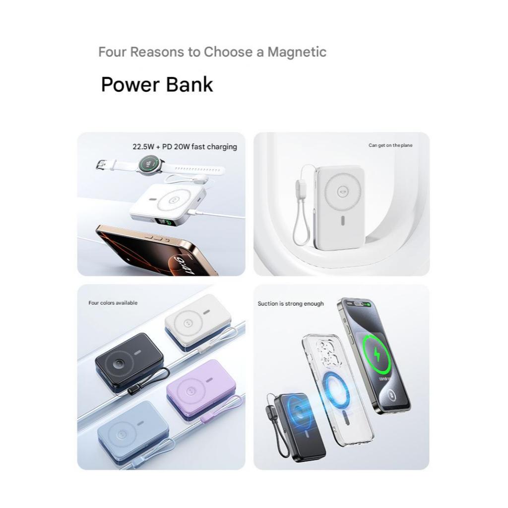 FUKUROU CCC Certification 10000MAH Magnetic Power Bank 22.5W Wireless Fast Charging With Stand Cable