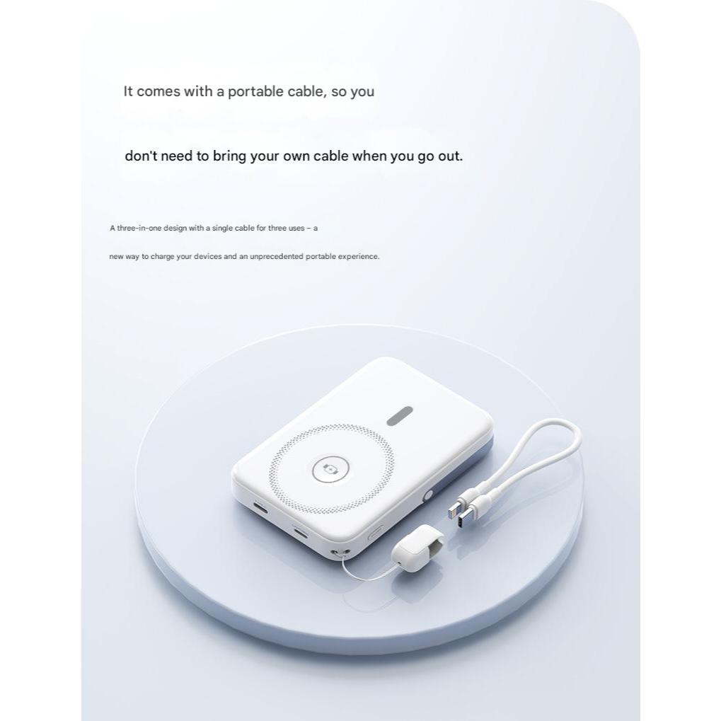 FUKUROU CCC Certification 10000MAH Magnetic Power Bank 22.5W Wireless Fast Charging With Stand Cable