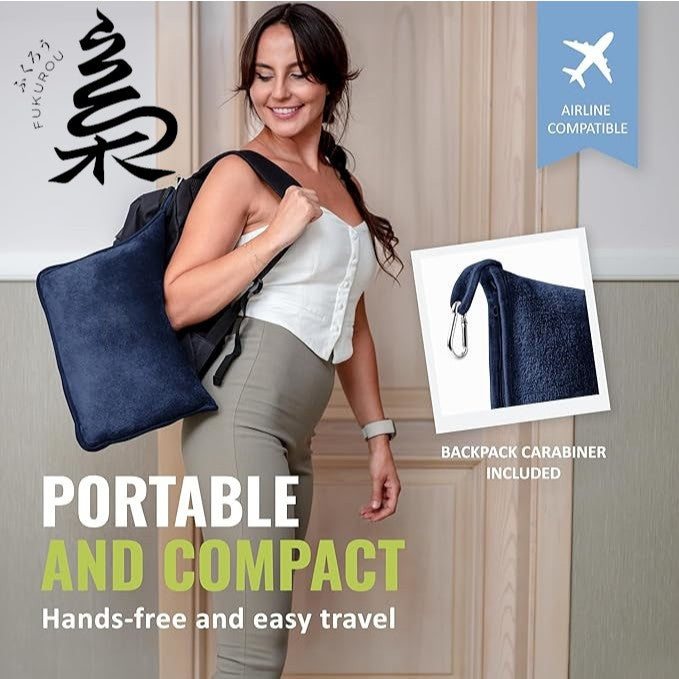 Travel Blanket and Pillow with Cover Super Soft Material with Backpack Clip Luggage Cover Airplane Flight Blanket