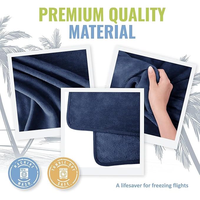 Travel Blanket and Pillow with Cover Super Soft Material with Backpack Clip Luggage Cover Airplane Flight Blanket