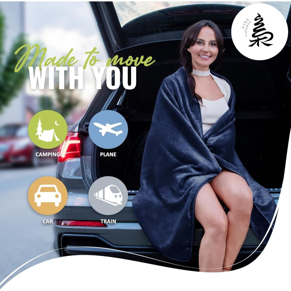 Travel Blanket and Pillow with Cover Super Soft Material with Backpack Clip Luggage Cover Airplane Flight Blanket
