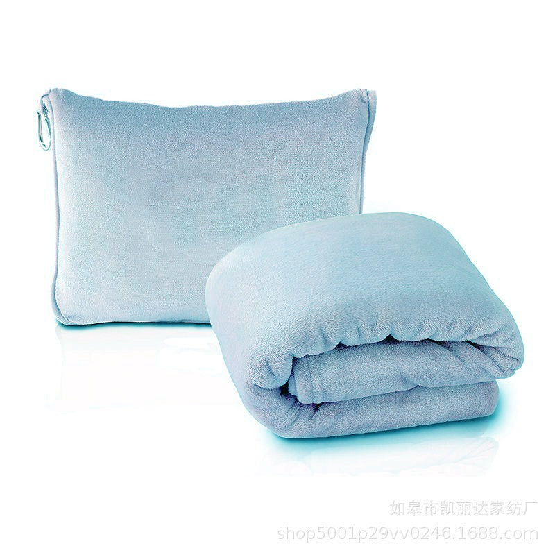 Travel Blanket and Pillow with Cover Super Soft Material with Backpack Clip Luggage Cover Airplane Flight Blanket
