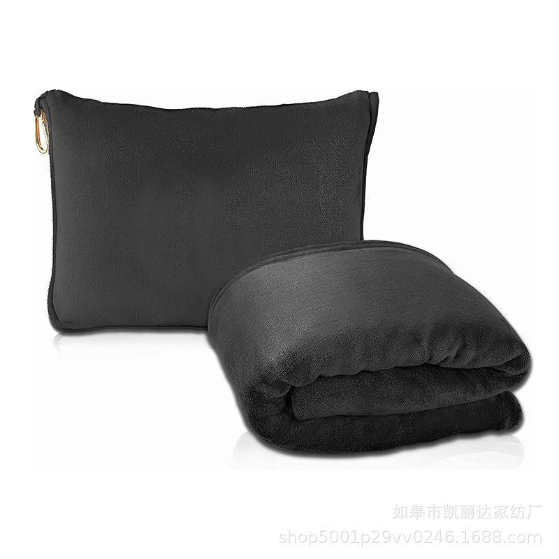 Travel Blanket and Pillow with Cover Super Soft Material with Backpack Clip Luggage Cover Airplane Flight Blanket