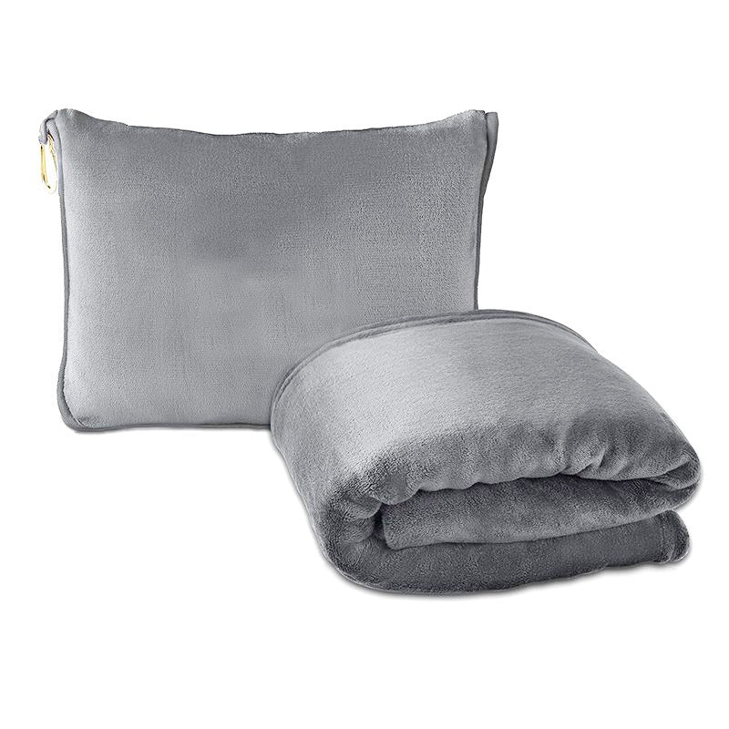 Travel Blanket and Pillow with Cover Super Soft Material with Backpack Clip Luggage Cover Airplane Flight Blanket