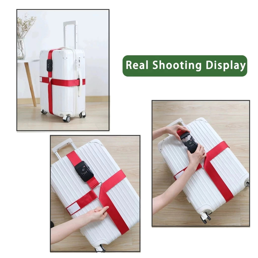 FUKUROU TSA Password Lock Luggage Strap Travel Suitcase Adjustable Cross Belt 20-32" 行李箱绑带