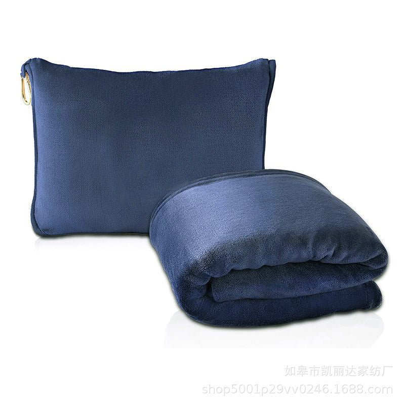 Travel Blanket and Pillow with Cover Super Soft Material with Backpack Clip Luggage Cover Airplane Flight Blanket