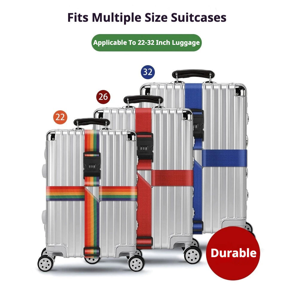 FUKUROU TSA Password Lock Luggage Strap Travel Suitcase Adjustable Cross Belt 20-32" 行李箱绑带