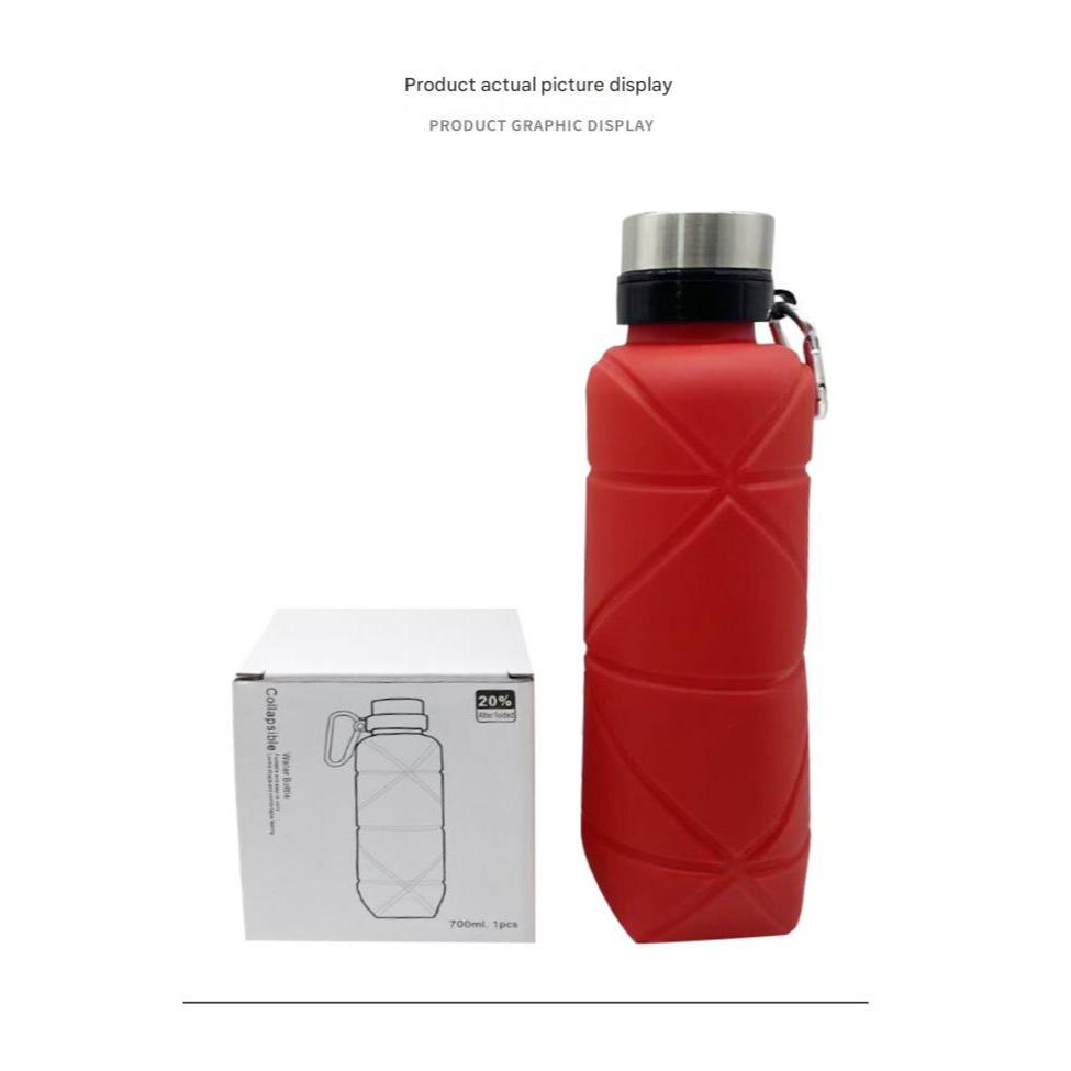 700ml Silicone Foldable Water Bottle Sport Portable Outdoor Gym Travel Camping Hiking Botol Air Melipat 折叠水瓶