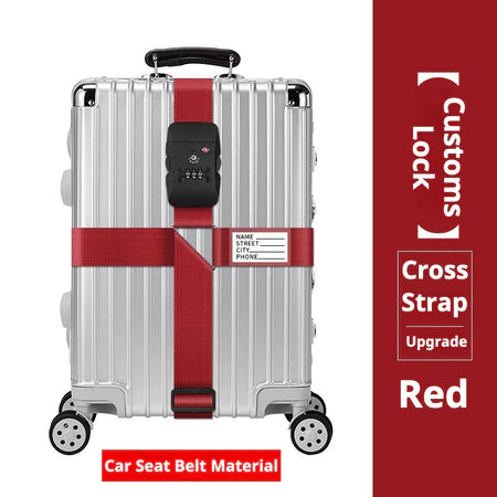 FUKUROU TSA Password Lock Luggage Strap Travel Suitcase Adjustable Cross Belt 20-32" 行李箱绑带