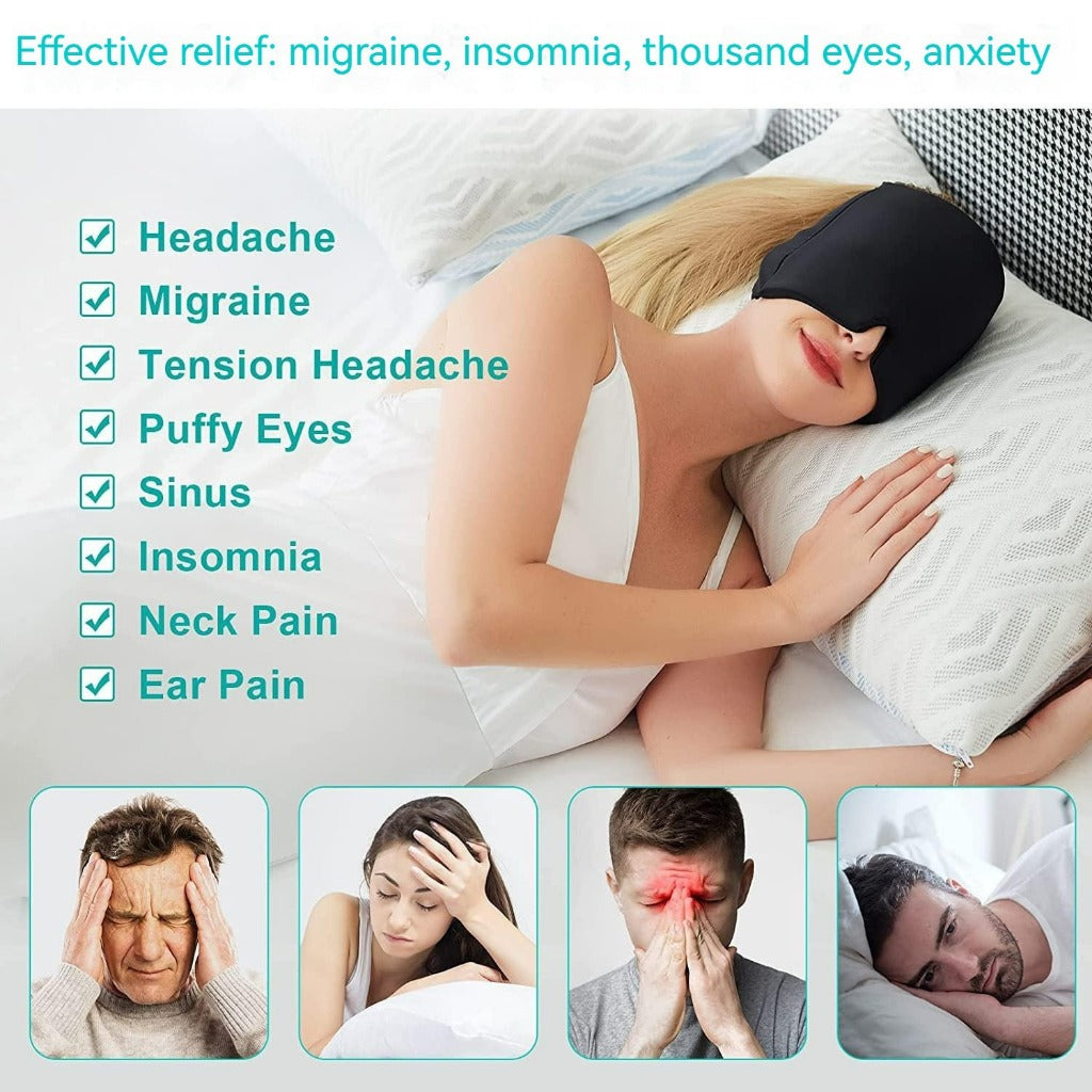Single/Double Layer Migraine Relief Cap Gel Migrain Hat Head Fever Tension Headache Reliever Ice Cooling Eye Mask