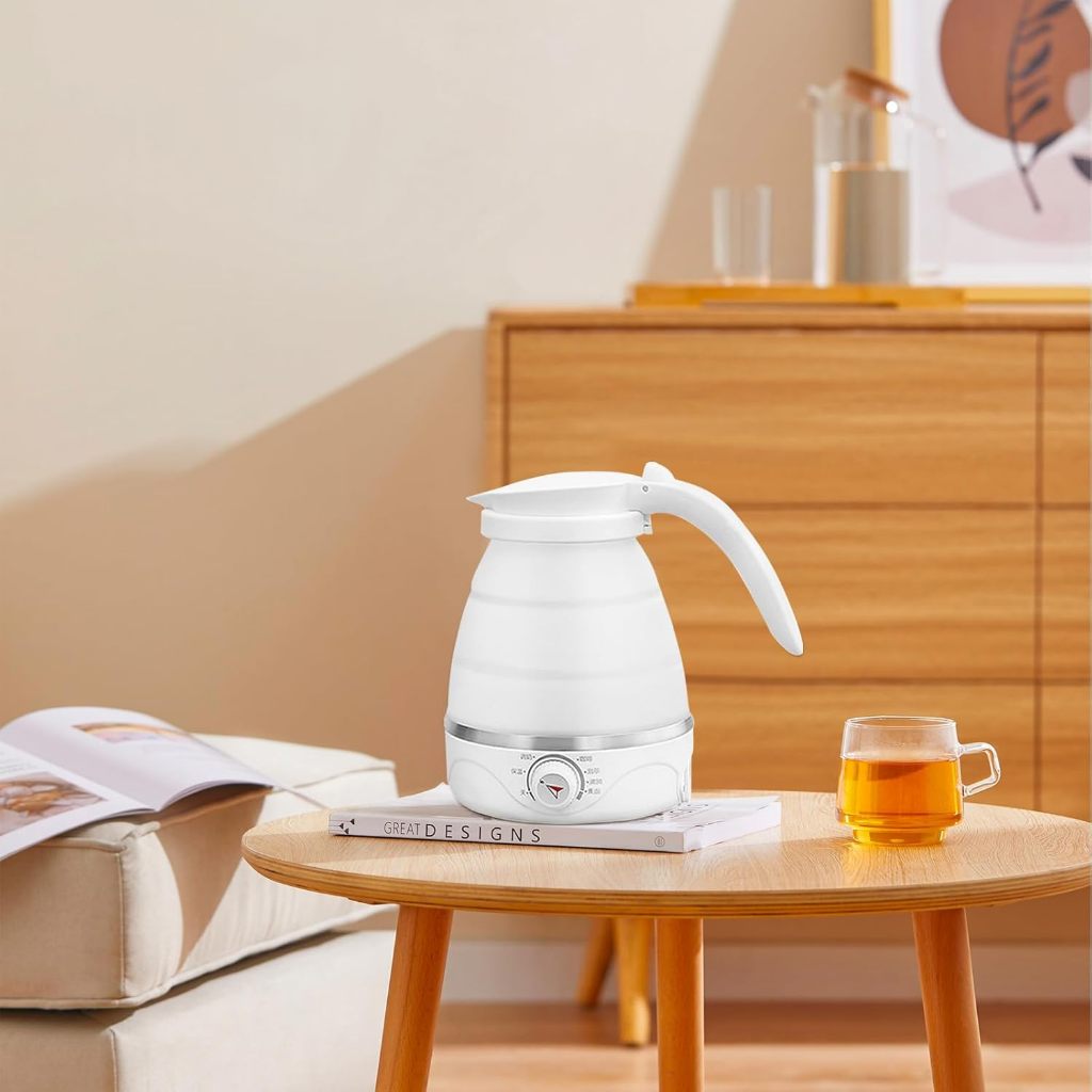 FUKUROU 600ML Foldable Electric Kettle UK PLUG Portable Travel Kettle Fast Water Boiling Heater Water Milk