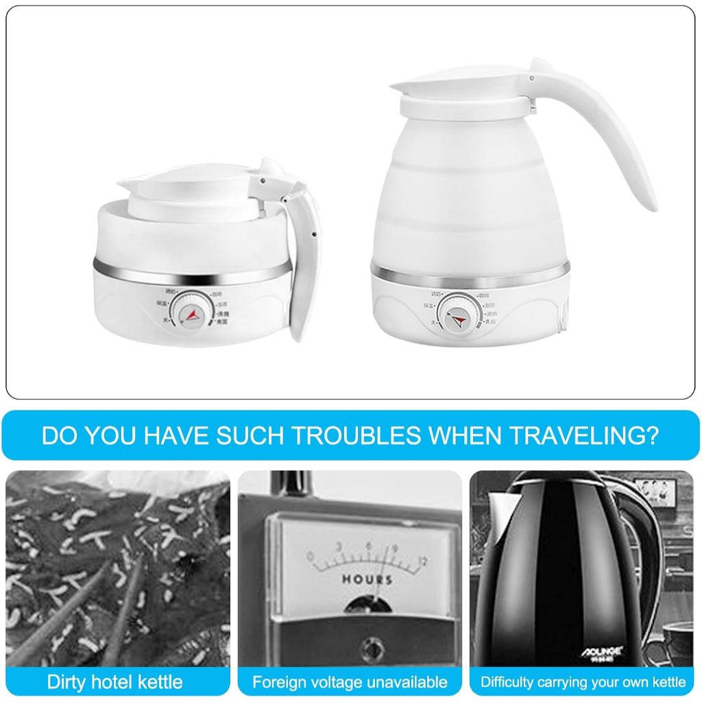 FUKUROU 600ML Foldable Electric Kettle UK PLUG Portable Travel Kettle Fast Water Boiling Heater Water Milk