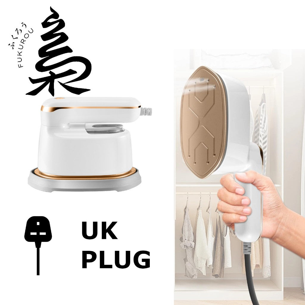 FUKUROU Steamer Iron UK PLUG For Clothes Travel Mini Portable Clothing Small Garment Electric Steam Ironing Machine