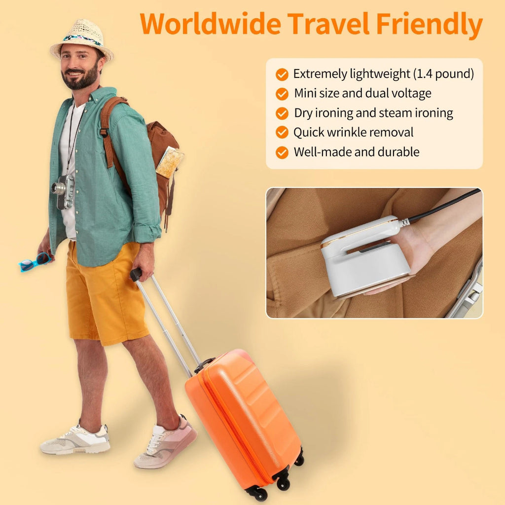 FUKUROU Steamer Iron UK PLUG For Clothes Travel Mini Portable Clothing Small Garment Electric Steam Ironing Machine