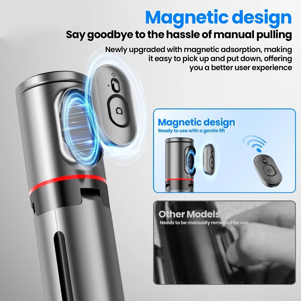 FUKUROU Auto Open Tripod 177cm Auto Jump Open Selfie Stick Auto Close with Magnetic Bluetooth Remote