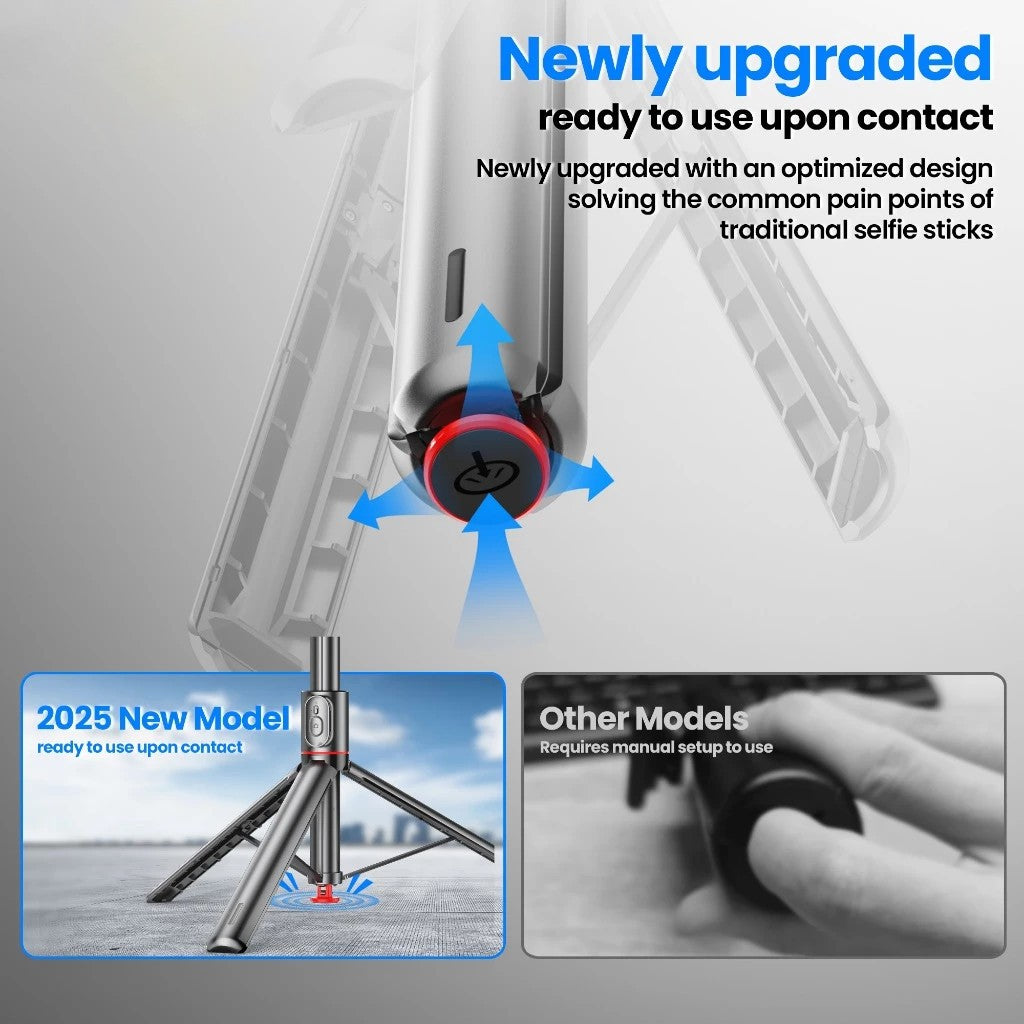 FUKUROU Auto Open Tripod 177cm Auto Jump Open Selfie Stick Auto Close with Magnetic Bluetooth Remote