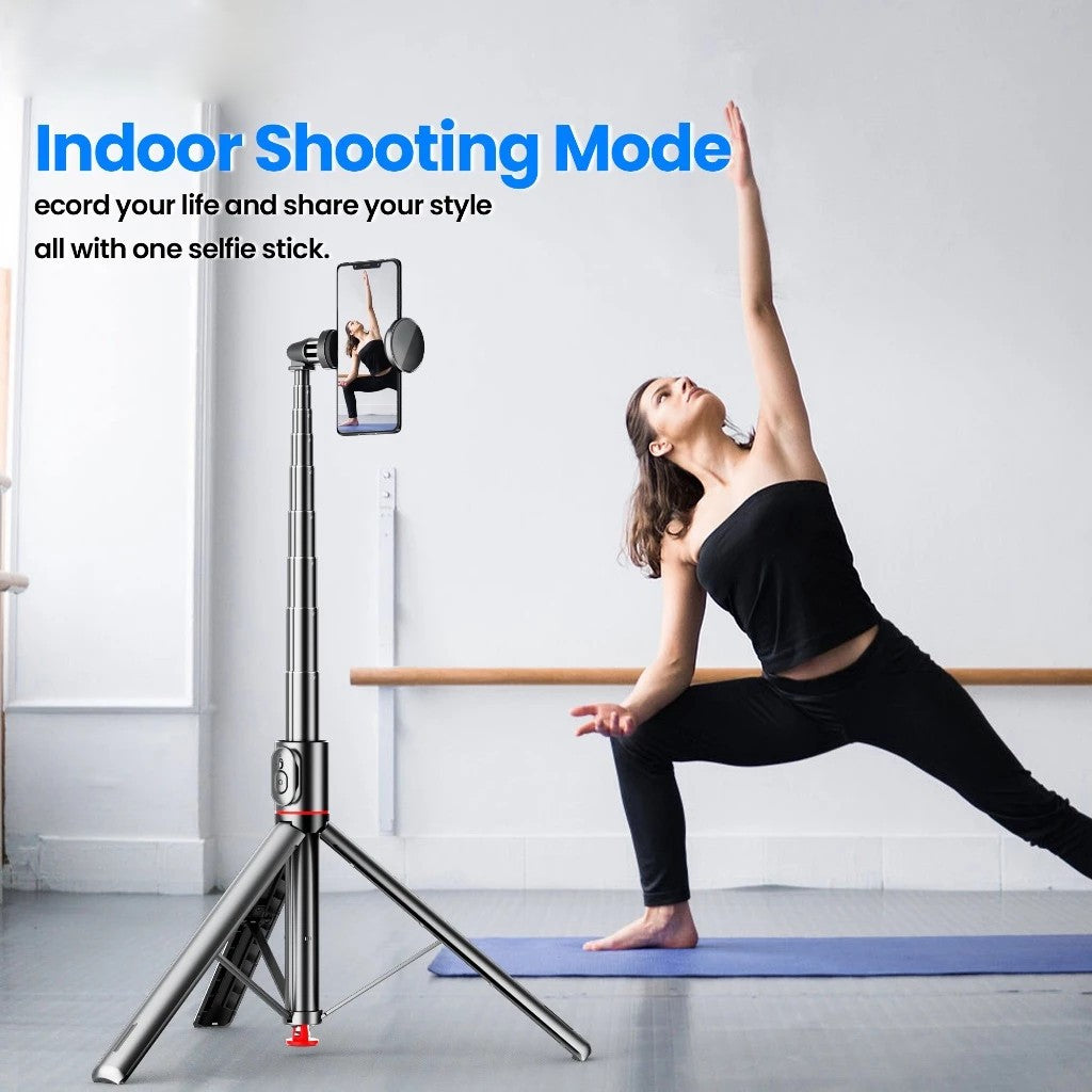FUKUROU Auto Open Tripod 177cm Auto Jump Open Selfie Stick Auto Close with Magnetic Bluetooth Remote