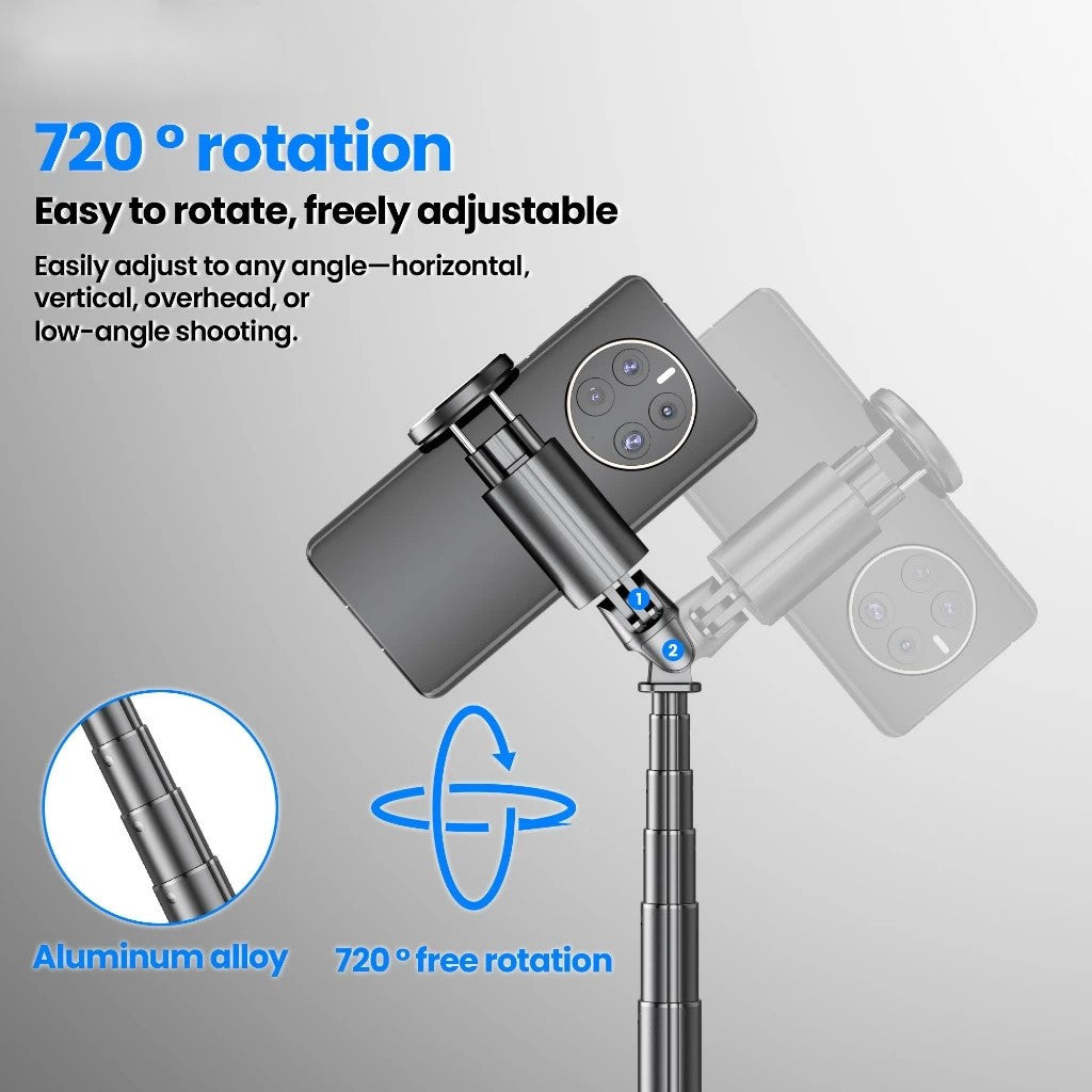 FUKUROU Auto Open Tripod 177cm Auto Jump Open Selfie Stick Auto Close with Magnetic Bluetooth Remote