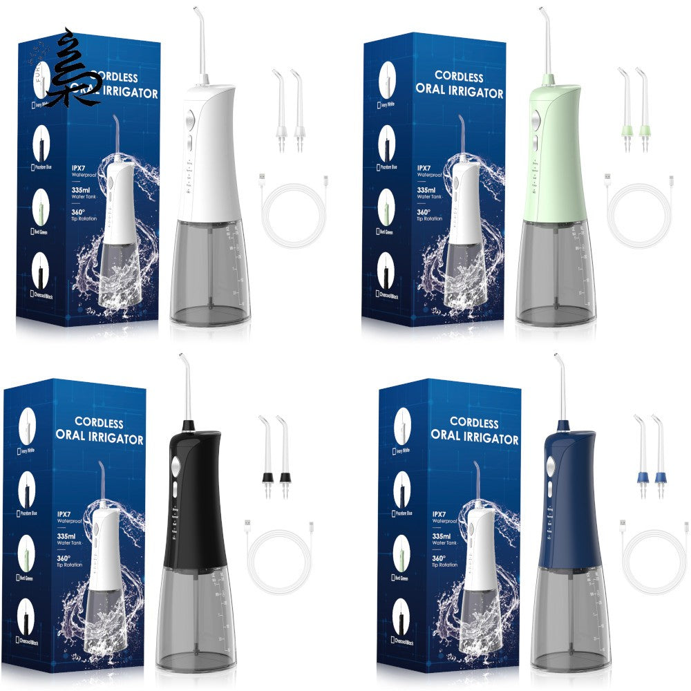 FUKUROU Cordless Water Dental Flosser IPX7 Waterproof Oral Irrigator Rechargeable  Modes 2 Jet Nozzles Teeth Cleaner