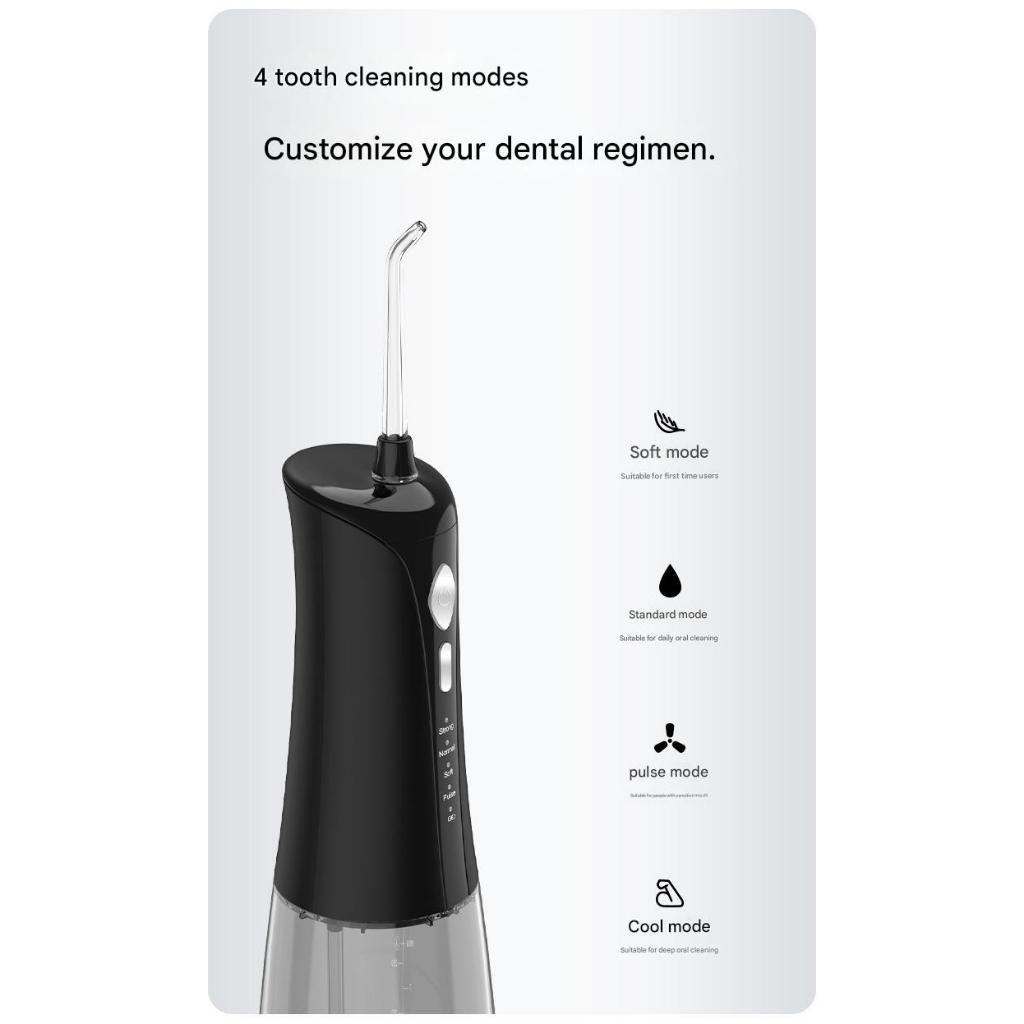 FUKUROU Cordless Water Dental Flosser IPX7 Waterproof Oral Irrigator Rechargeable  Modes 2 Jet Nozzles Teeth Cleaner