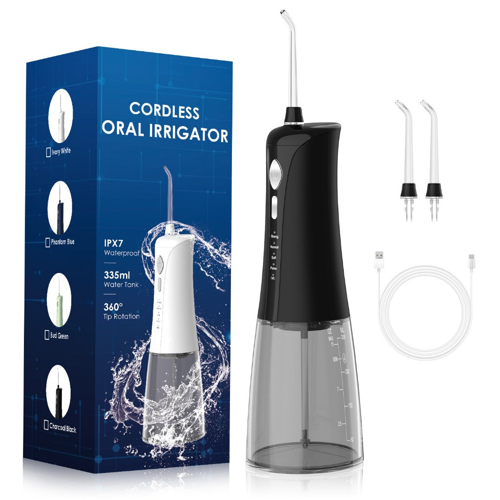 FUKUROU Cordless Water Dental Flosser IPX7 Waterproof Oral Irrigator Rechargeable  Modes 2 Jet Nozzles Teeth Cleaner