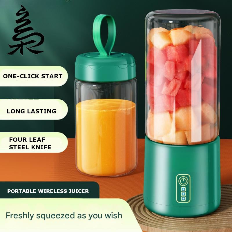 300ml 4 Blade juice mixer Electric fruit juicer blender mini Wireless Portable household USB Charging 2 in 1 榨汁机