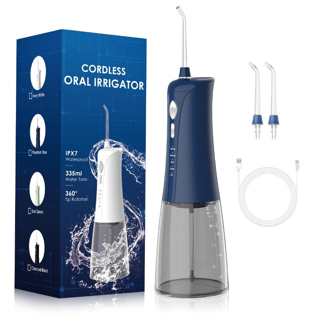 FUKUROU Cordless Water Dental Flosser IPX7 Waterproof Oral Irrigator Rechargeable  Modes 2 Jet Nozzles Teeth Cleaner