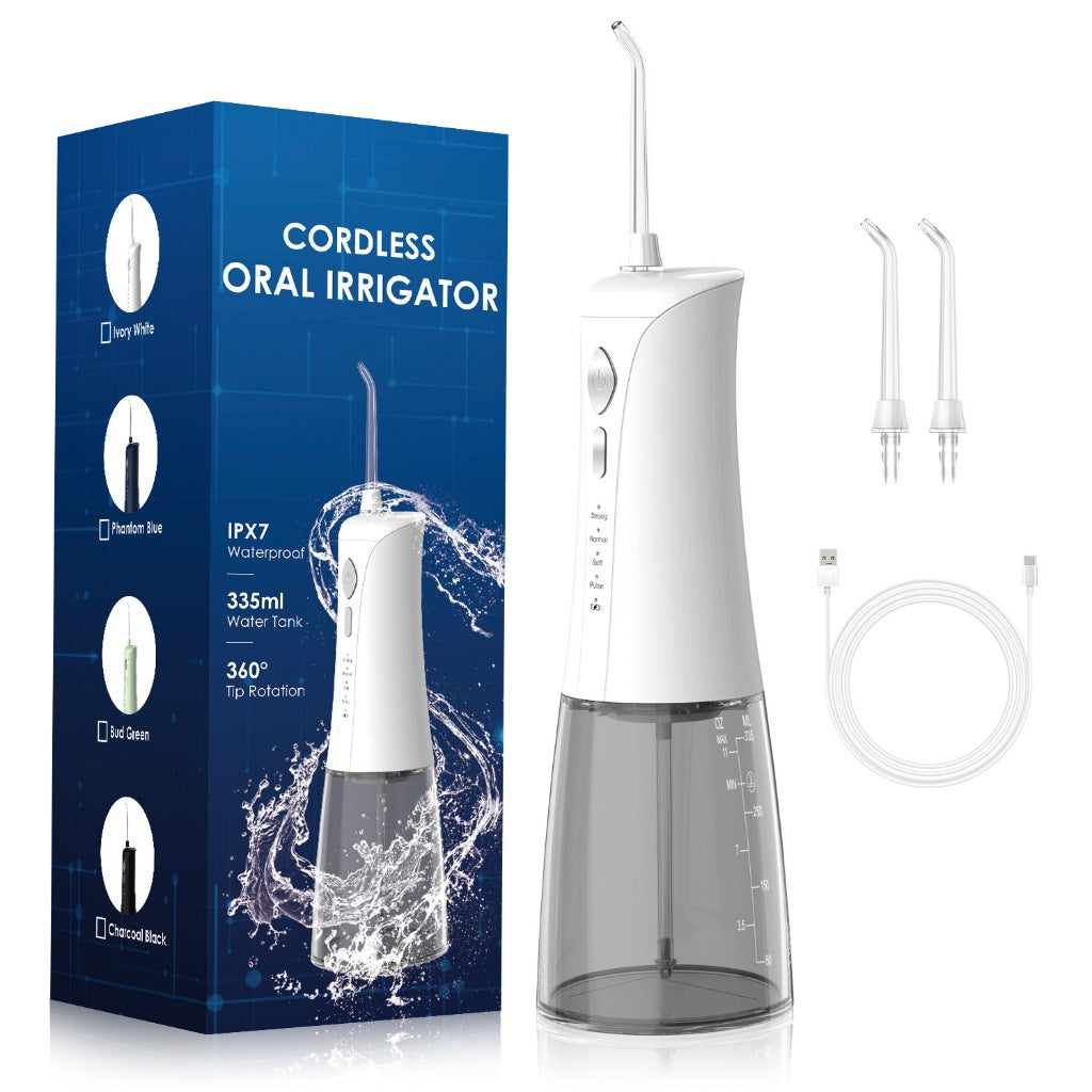 FUKUROU Cordless Water Dental Flosser IPX7 Waterproof Oral Irrigator Rechargeable  Modes 2 Jet Nozzles Teeth Cleaner