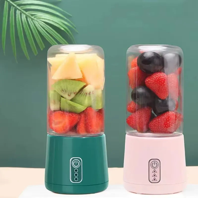 300ml 4 Blade juice mixer Electric fruit juicer blender mini Wireless Portable household USB Charging 2 in 1 榨汁机