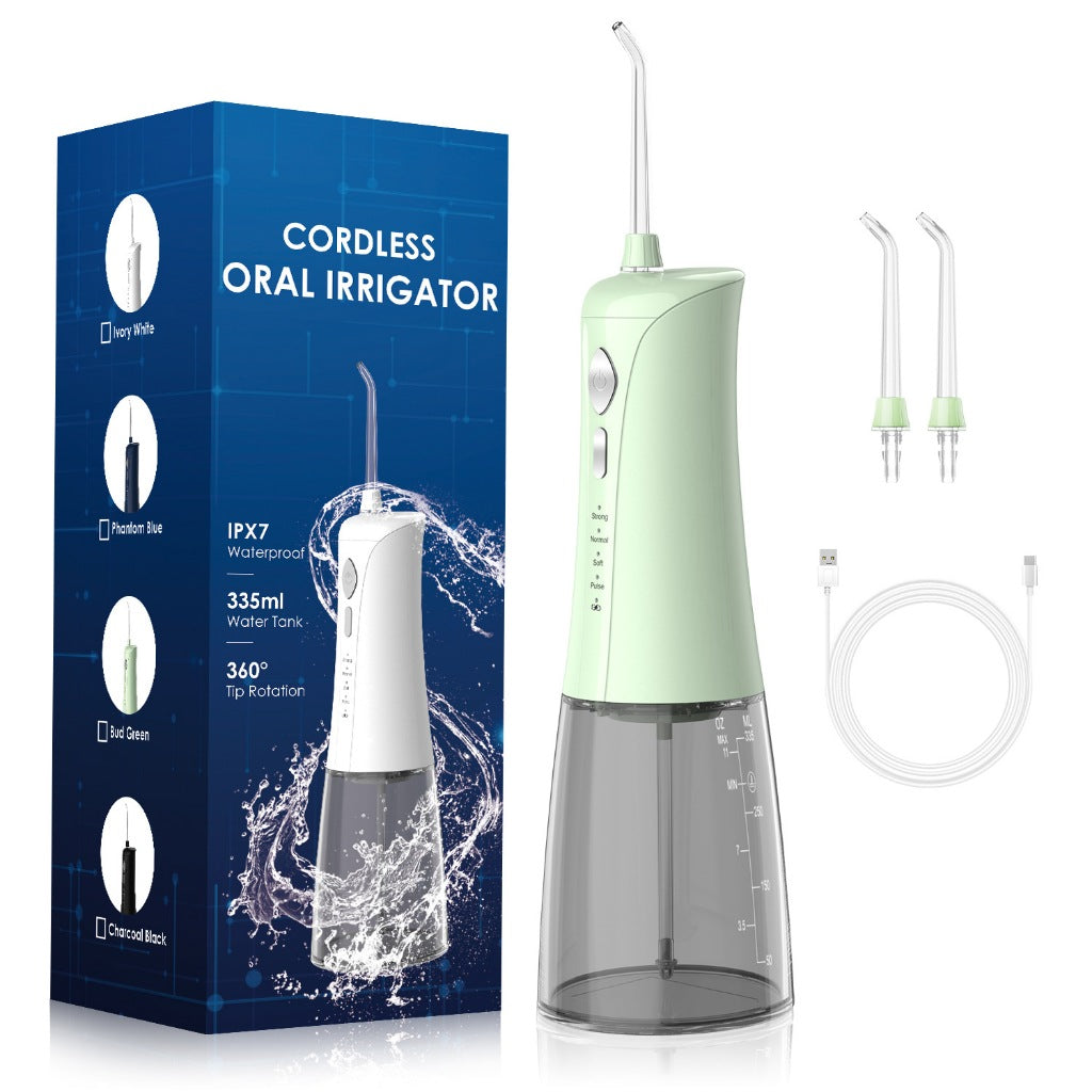 FUKUROU Cordless Water Dental Flosser IPX7 Waterproof Oral Irrigator Rechargeable  Modes 2 Jet Nozzles Teeth Cleaner