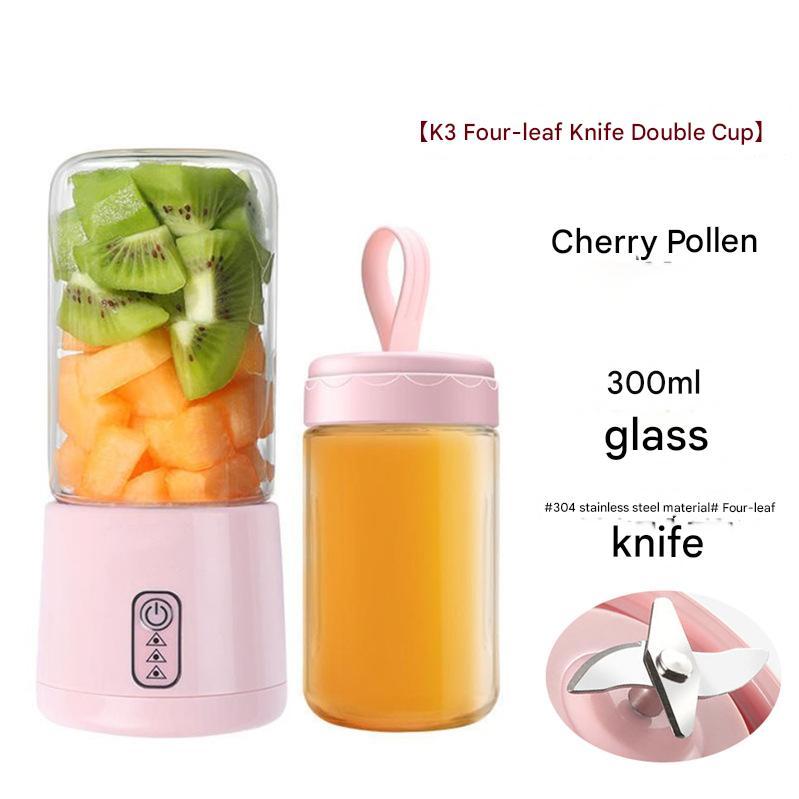 300ml 4 Blade juice mixer Electric fruit juicer blender mini Wireless Portable household USB Charging 2 in 1 榨汁机