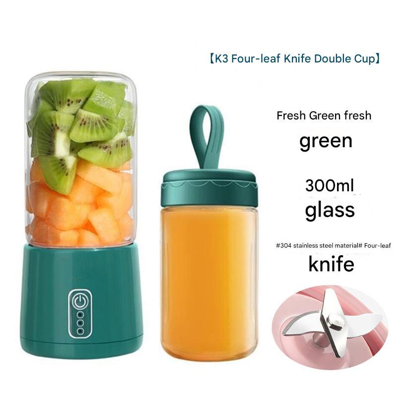 300ml 4 Blade juice mixer Electric fruit juicer blender mini Wireless Portable household USB Charging 2 in 1 榨汁机