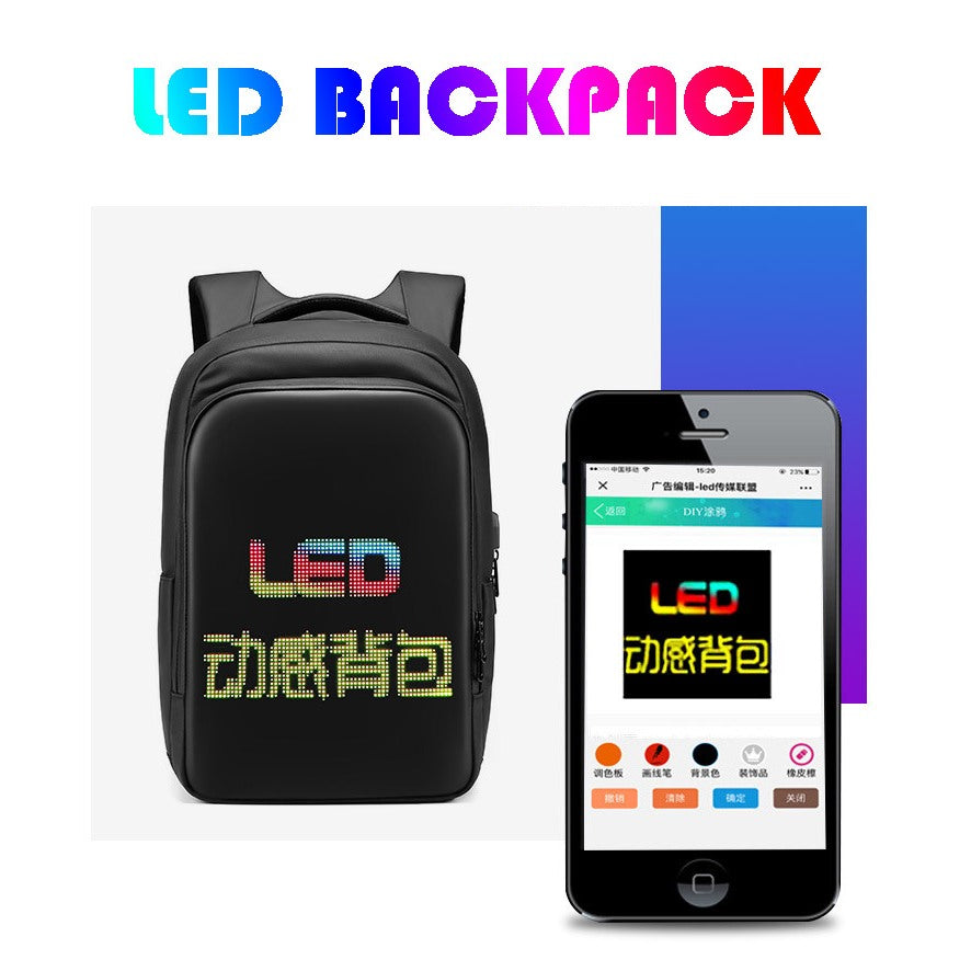 19 Inches LED HD screen backpack Men Bag Pack Bagpack RTZX waterproof Motorcycle driving riding