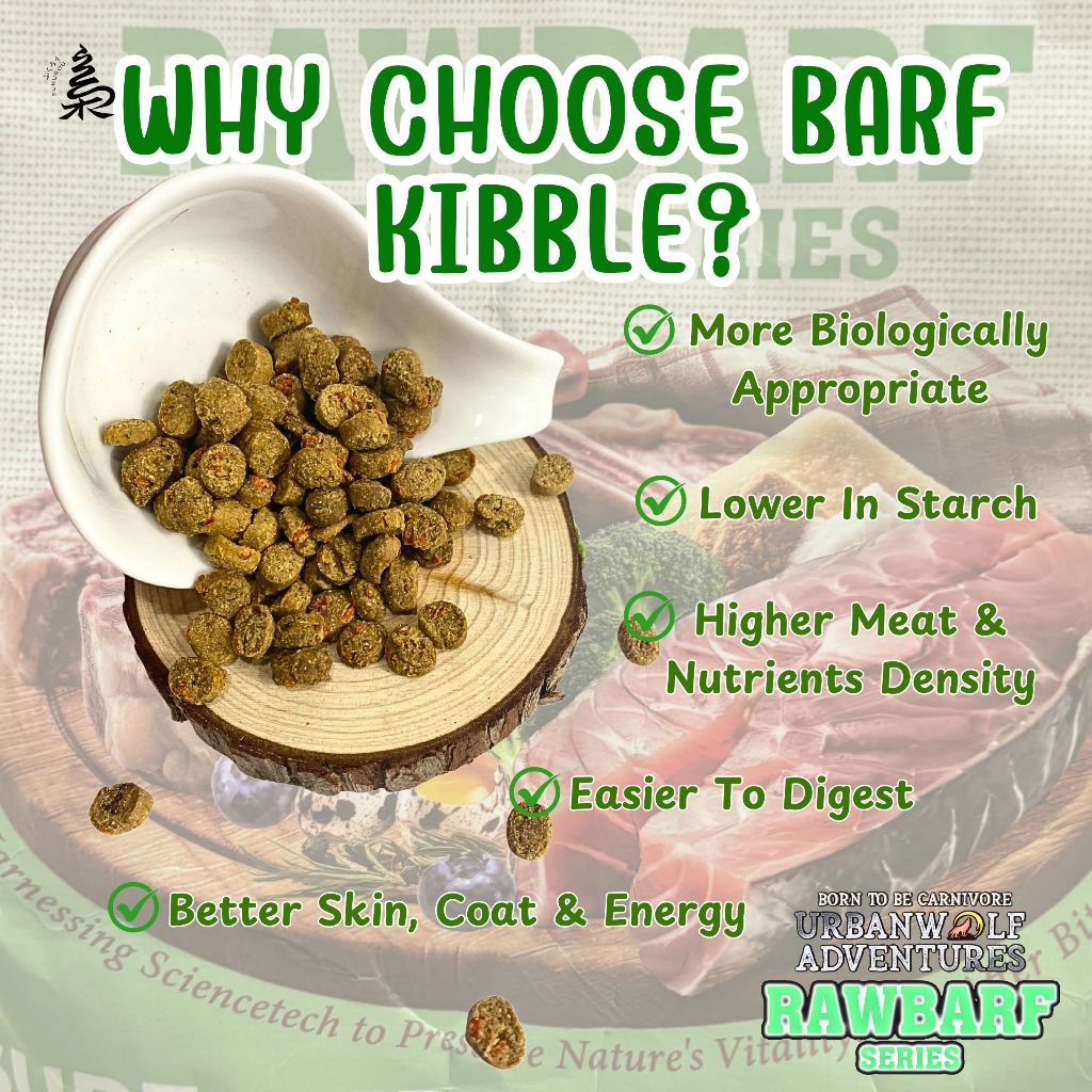 Urbanwolf Adventures Rawbarf Bakery Series 2kg Dog Food / Makanan Anjing Slow Baked BARF Kibbles