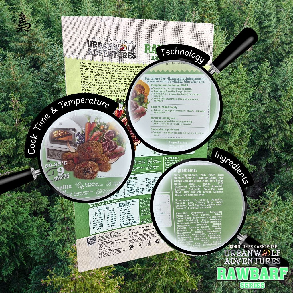 Urbanwolf Adventures Rawbarf Bakery Series 2kg Dog Food / Makanan Anjing Slow Baked BARF Kibbles