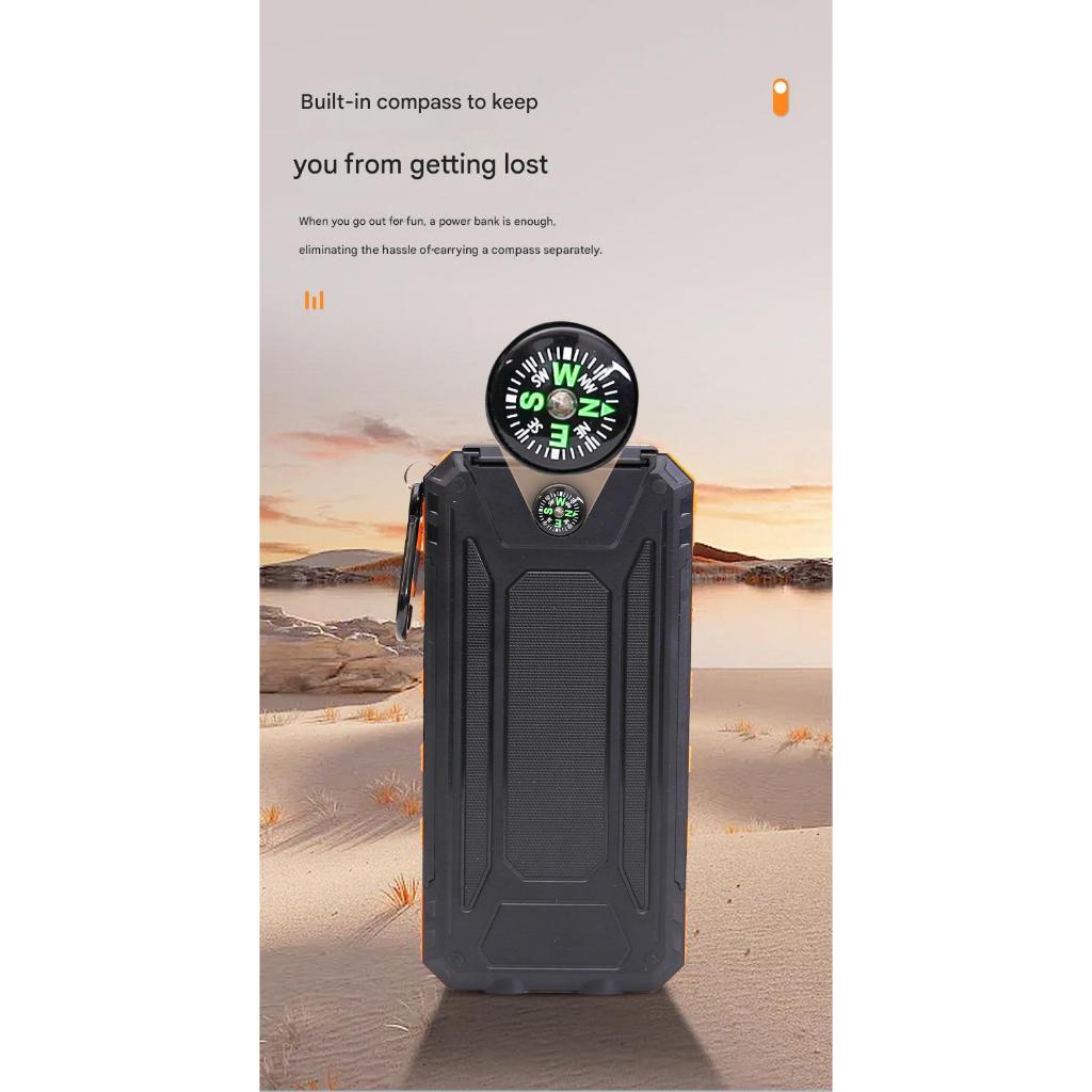 FUKUROU Solar Powerbank 20000mAh Outdoor Solar Energy Waterproof Camping Tool External Battery Solar Power Bank With LED