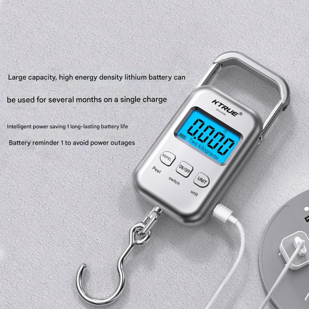 FUKUROU 50kg/50g LCD Digital Hanging Weighting Luggage Scale Portable Battery/USB Charging Hook