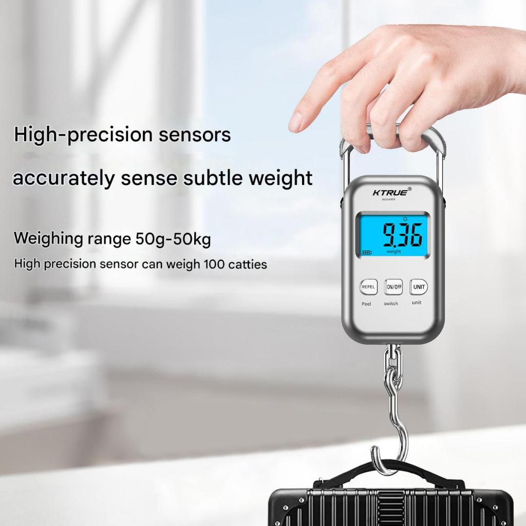 FUKUROU 50kg/50g LCD Digital Hanging Weighting Luggage Scale Portable Battery/USB Charging Hook
