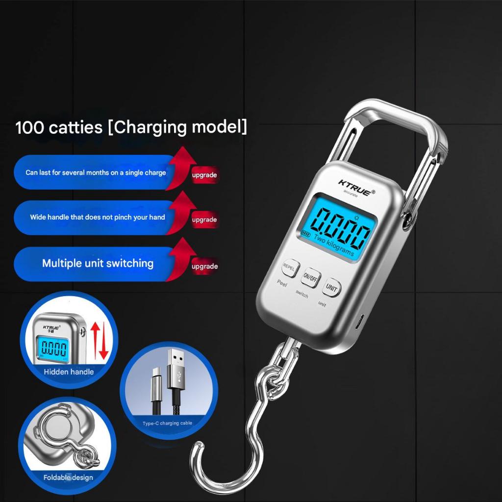 FUKUROU 50kg/50g LCD Digital Hanging Weighting Luggage Scale Portable Battery/USB Charging Hook