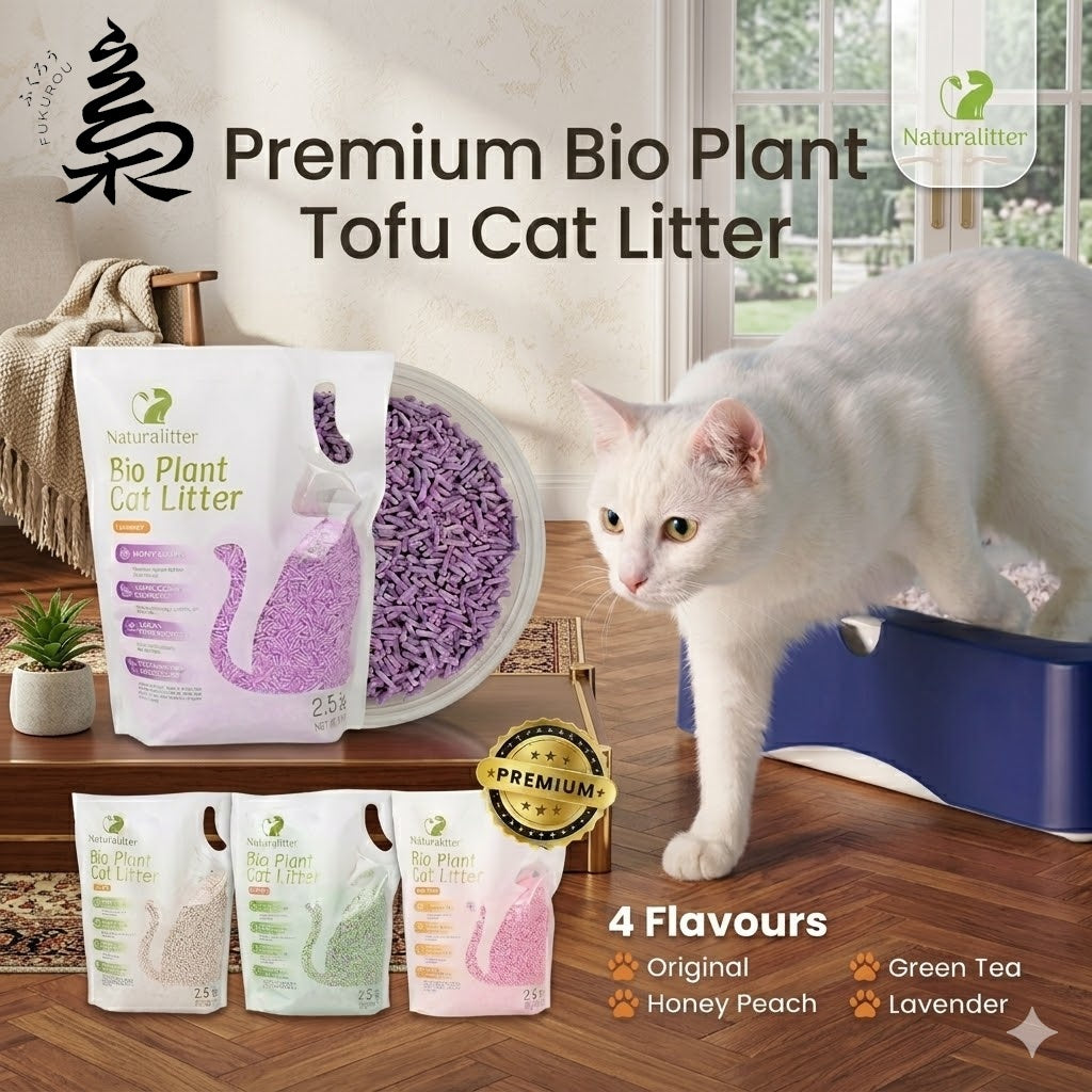 NATURALITTER Tofu Cat Litter 6L Pasir Kucing Flushable Fast Clumping Odour Control Habuk Rendah