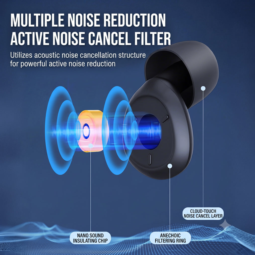 FUKUROU 50dB Noise Cancelling Earplugs Silicone Sleeping Penutup Telinga Bising Travel